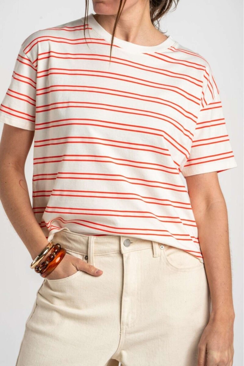 Remera Rayada Algodón - Rojo 