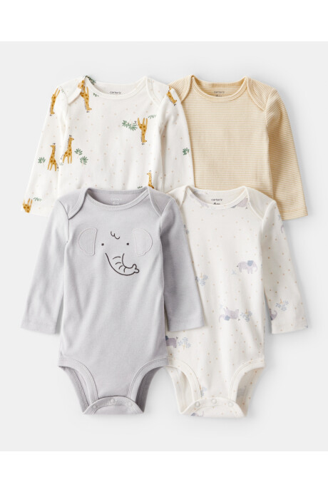 Pack cuatro bodies de algodón, diseño safari Pack cuatro bodies de algodón, diseño safari
