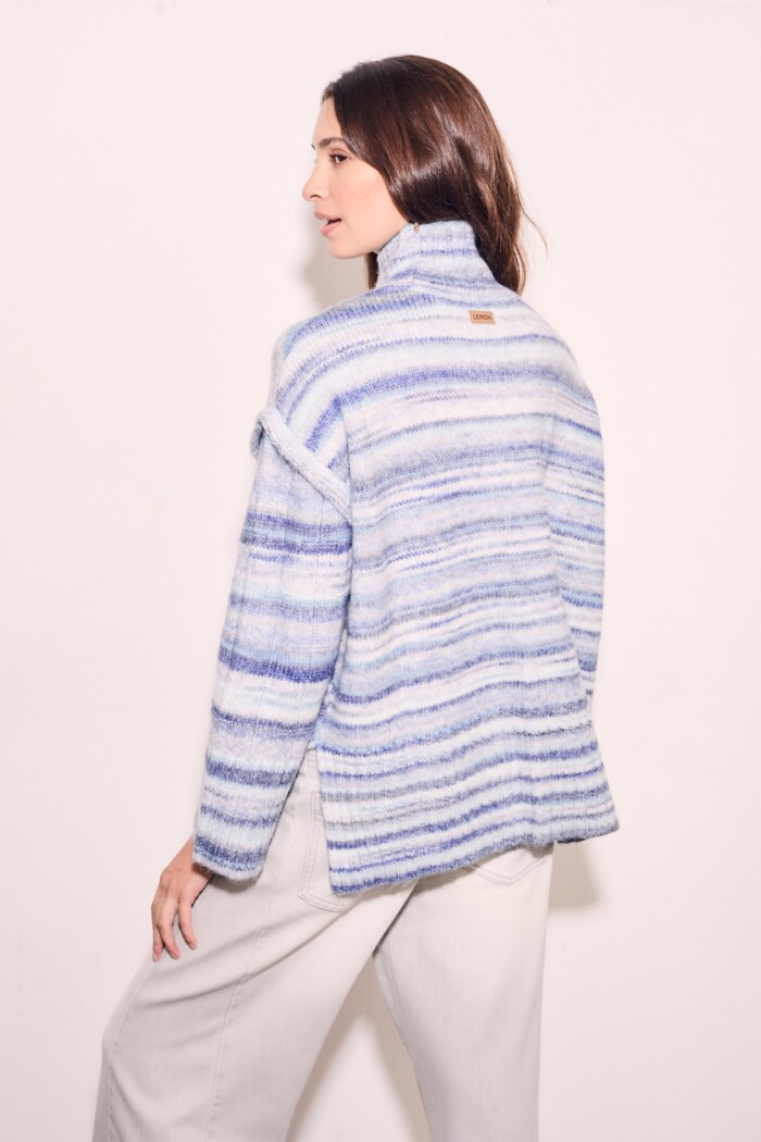 Polera Texturada Multi Celeste