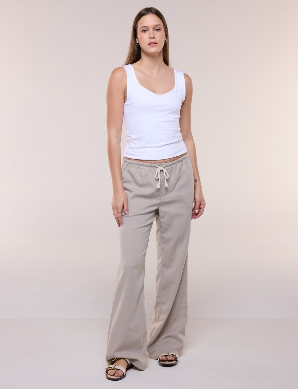 Pantalon Lino Wide Leg BEIGE