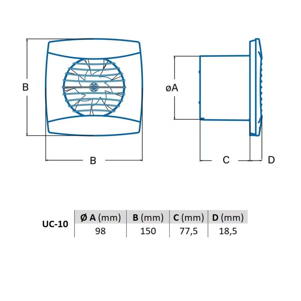 Extractor de baño UC-10 std Black (100mm) Extractor De Baño Uc-10 Std Black (100mm)