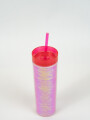Vaso Con Tapa + Sorbito Gaiman Rosa