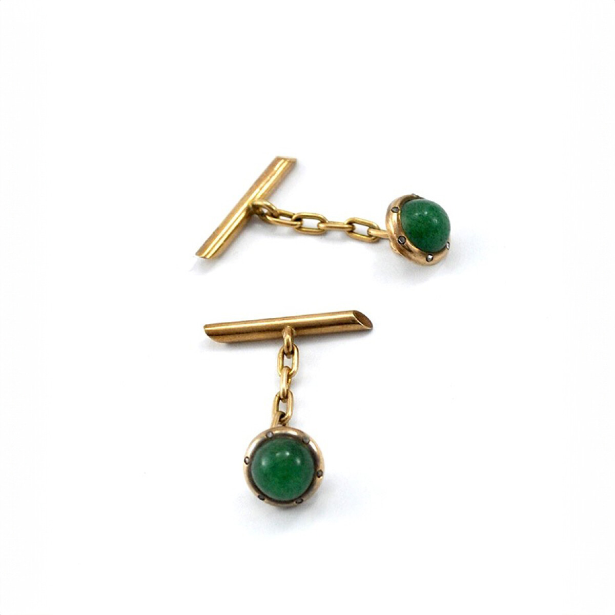 Gemelos Antiguos Oro 18K, Diamantes Y Amazonitas. Circa 1900´S 