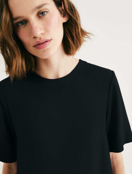 VESTIDO CORTO DE CREPÉ DE VISCOSA NEGRO