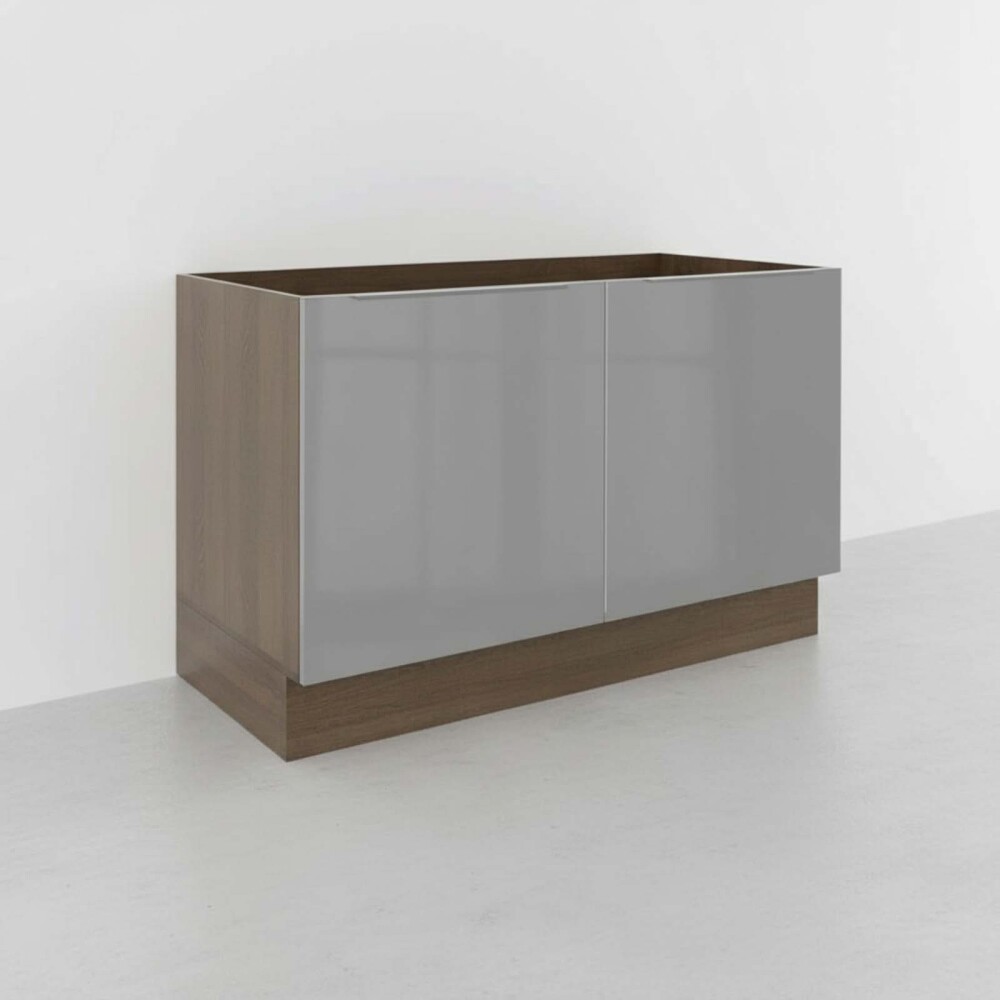 BAJO MESADA 120 CM MDP-Y-VIDRIO GRIS LUX