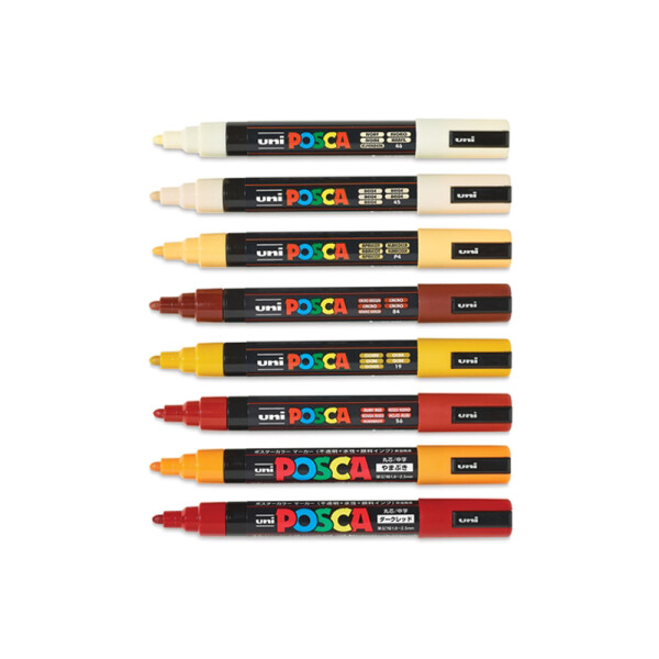 Marcadores Uni Posca PC-5M x8 colores Cálidos