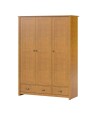 Ropero 3 puertas 2 cajones Madera maciza Linea Colonial Marron