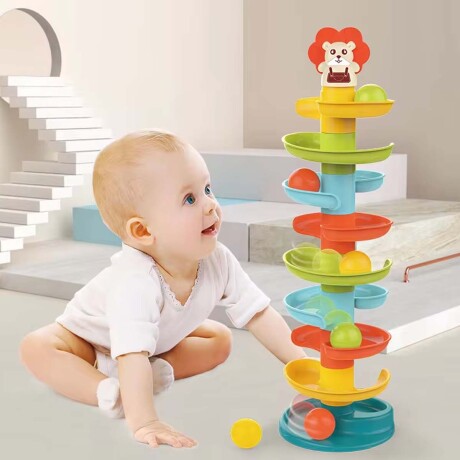 Juego Didáctico Torre 60Cm Pista Tobogán Pelota Bebé Huanger Multicolor