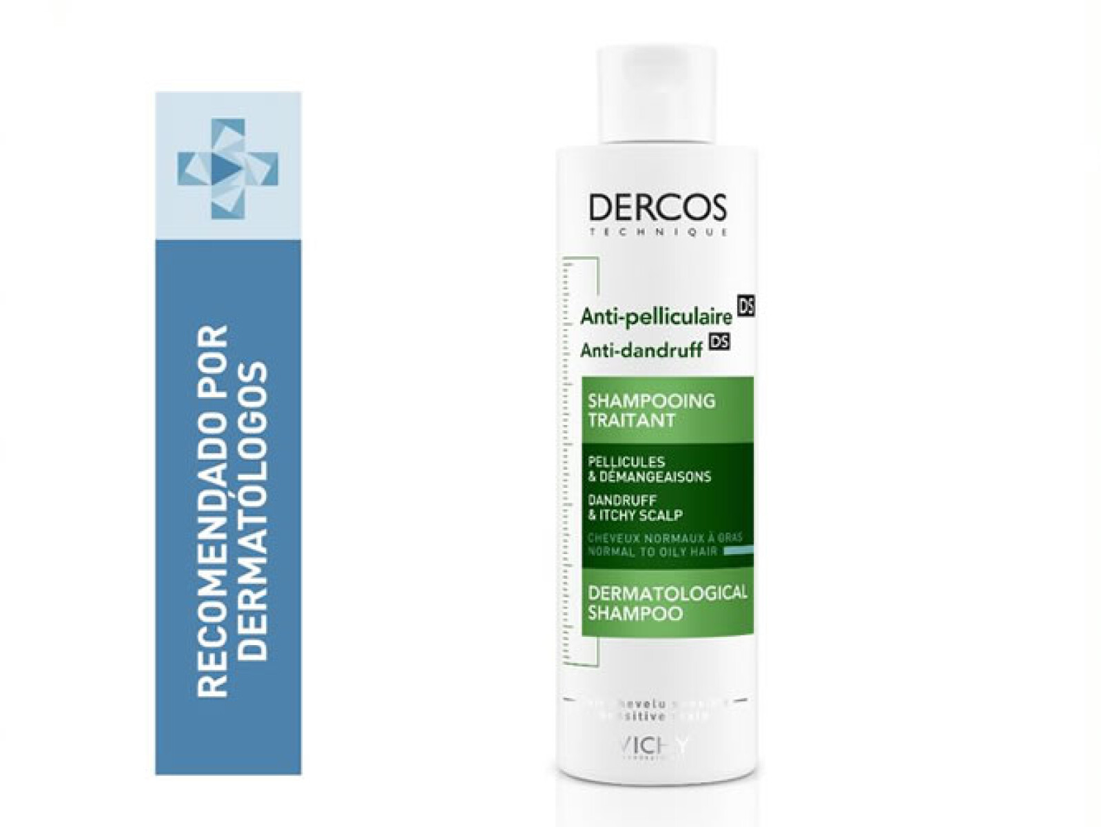 Shampoo Dercos Anticaspa Cabello Normal a Graso 200 ml | Control Efectivo de Caspa