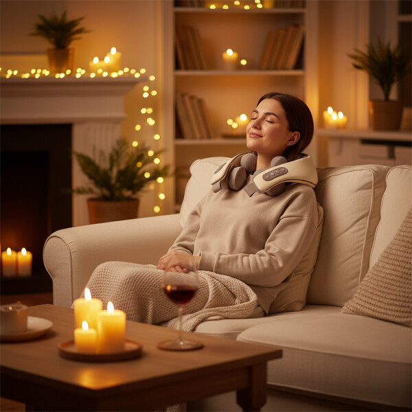 Masajeador Multimodo Cuello Espalda Hombro Electrico Color Beige