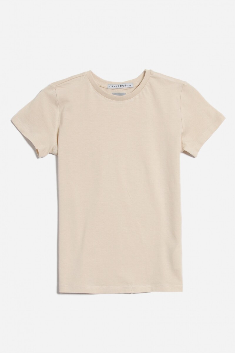 T-shirt manga corta lisa - Beige 