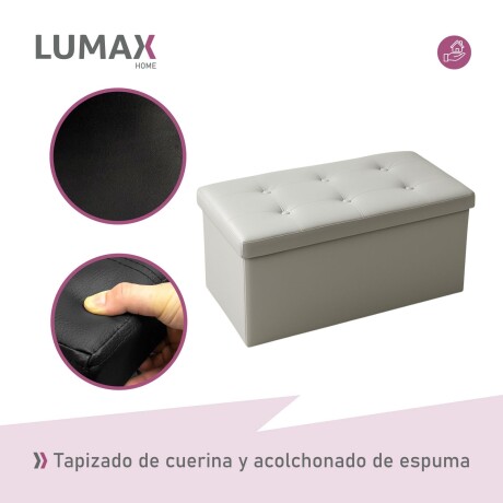 Puff Baúl Lumax Plegable 75x38 cm Organizador Living Dormitorio Gris claro