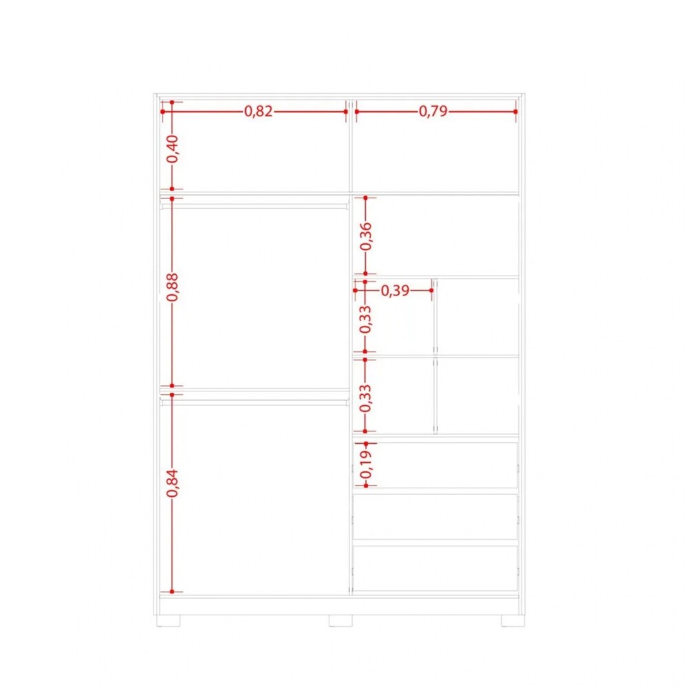 Ropero 2 puertas Corredizas con Espejo - Frizatto Marrón
