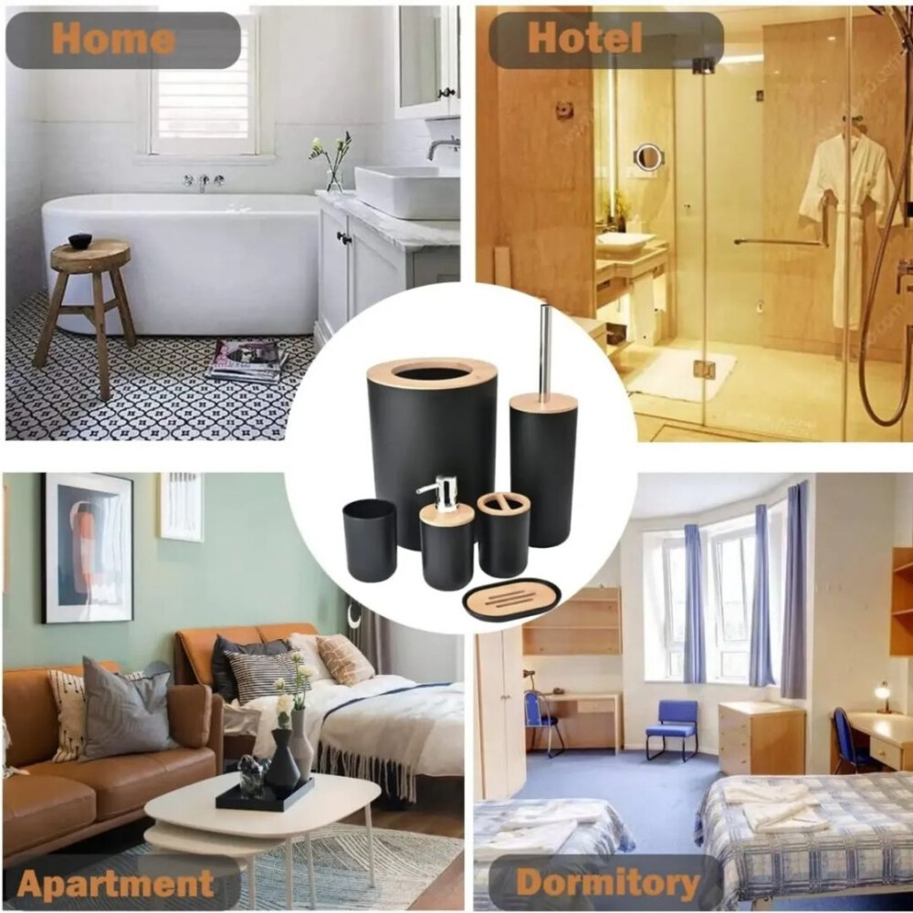 Set De Baño De Bambú Negro