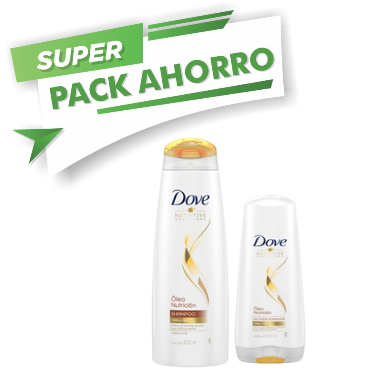 Shampoo Dove Óleo Nutrición - Pack Ahorro 400ML + AC 200ML 