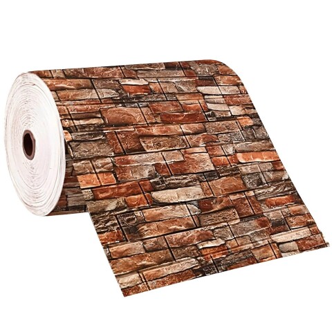 Revestimiento Pared Adhesivo 3d Piedra Ladrillo 20 Mts x 0,70 Mts Variante Color Rojo Ladrillo