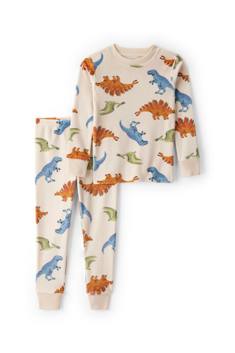 Pijama dos piezas de micropolar, remera y pantalón, diseño dinos Pijama dos piezas de micropolar, remera y pantalón, diseño dinos
