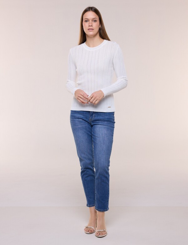 Blusa Entallada Con Detalles Tornasolados BLANCO
