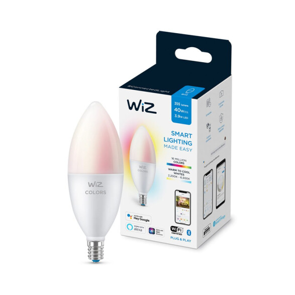 Lámpara vela LED WIZ RGB con wifi 4.9W, pase E14 L27407