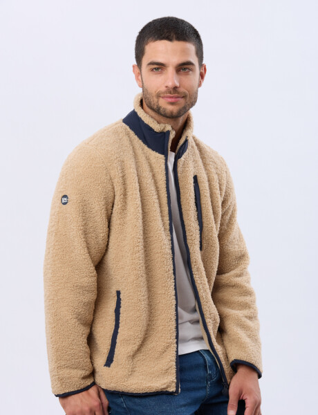 CAMPERA DE CORDERITO y POLAR Beige