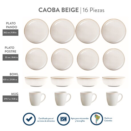 Juegos de Vajilla 16 Piezas Caoba Beige Loza Juegos de Vajilla 16 Piezas Caoba Beige Loza