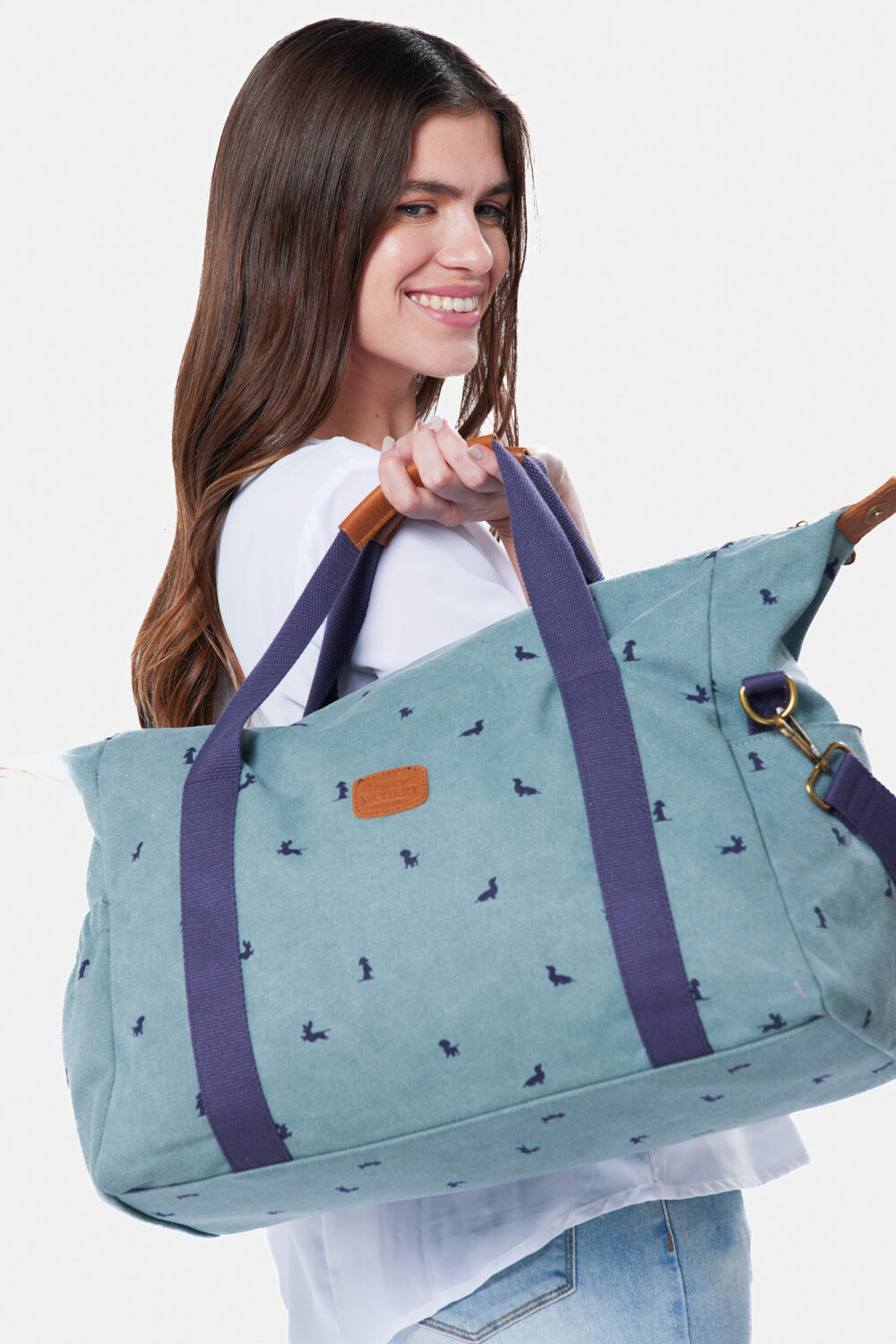 BOLSO DE LONA ESTAMPADO Verde