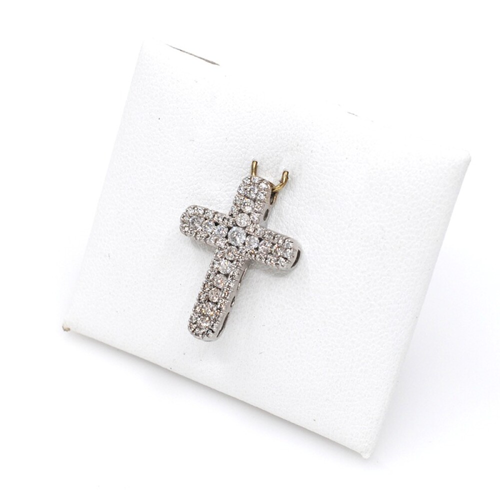 Cruz en oro 18k blanco y brillantes Cruz en oro 18k blanco y brillantes