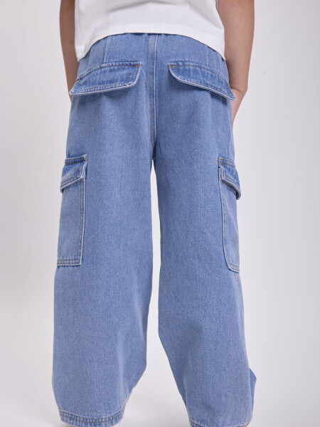 Pantalón jean cargo Azul Medio