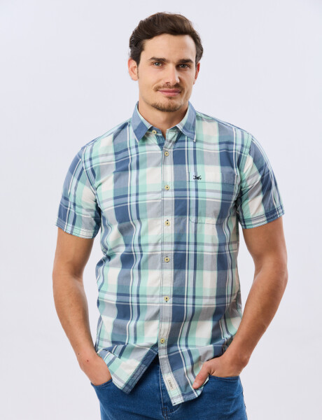 CAMISA MANGA CORTA CUADROS Verde