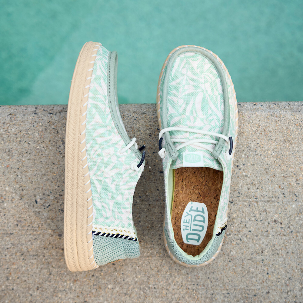 Wendy Espadrille Retro Palm - Mujer Celadon Green/White