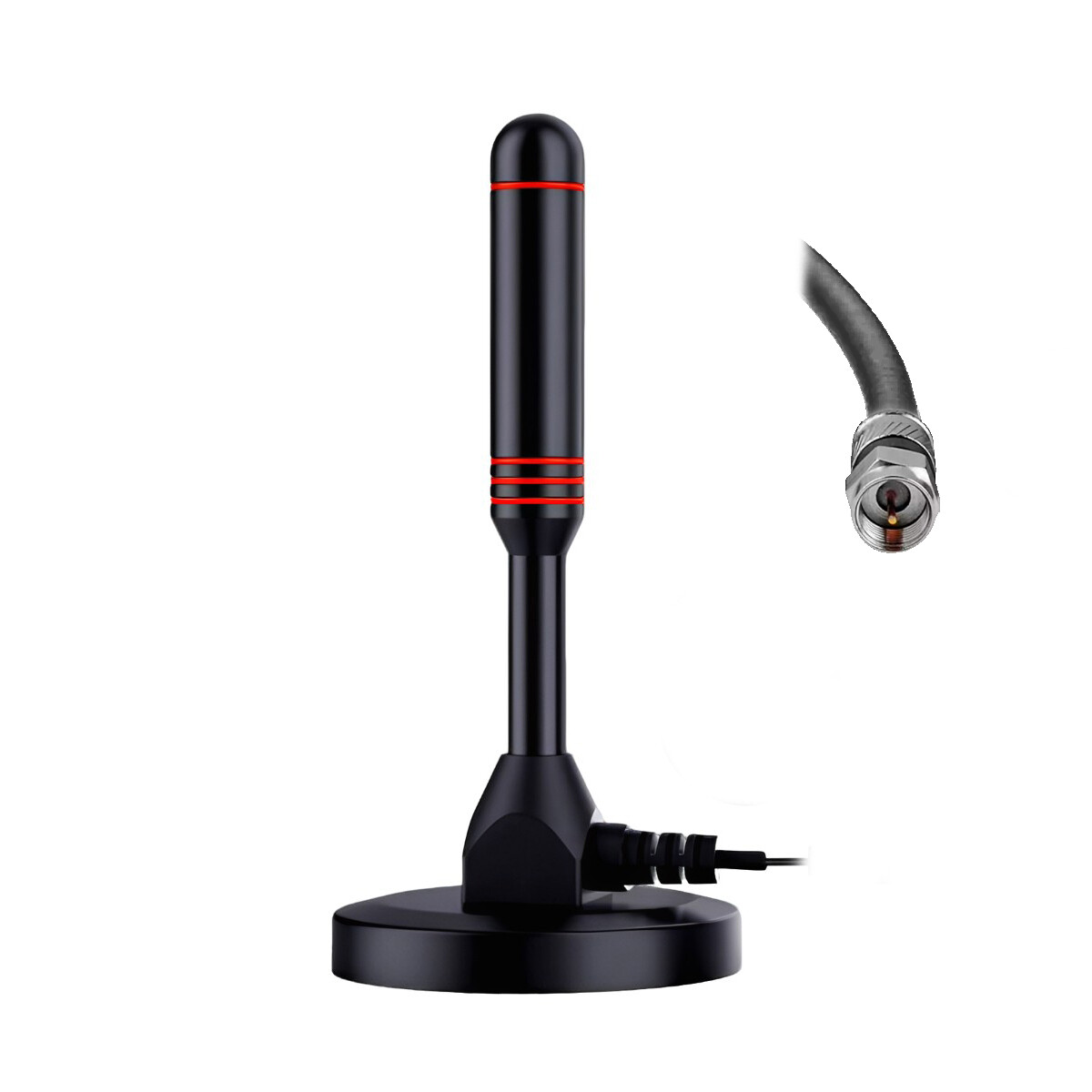 ANTENA DIGITAL PARA TV INTERIOR EXTERIOR MAGNETICA CON BASE 