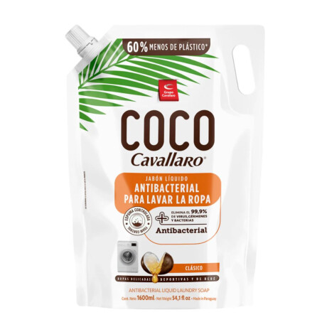 DETERGENTE LIQUIDO P/ROPA COCO CAVALLARO DOY PACK 1600 ML CLASICO DETERGENTE LIQUIDO P/ROPA COCO CAVALLARO DOY PACK 1600 ML CLASICO