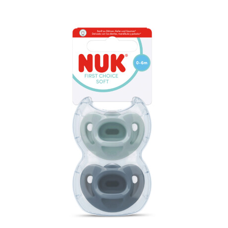 Chupetes de Silicona NUK First Choice Soft Verde y Azul 0 a 6 Meses 2 Unidades Chupetes de Silicona NUK First Choice Soft Verde y Azul 0 a 6 Meses 2 Unidades