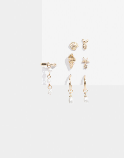 Aros Sets Playa Set De Aros Multicharm Playa - Dorado