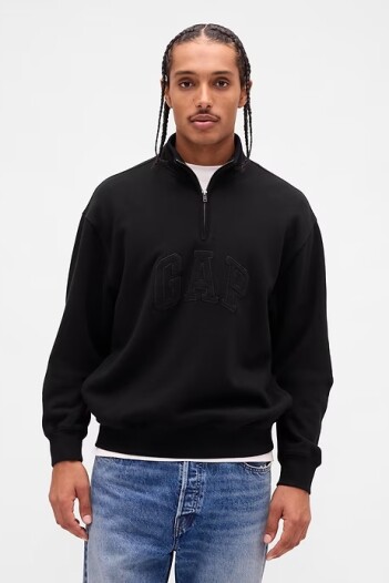 Buzo Deportivo Medio Cierre Logo Gap Hombre True Black