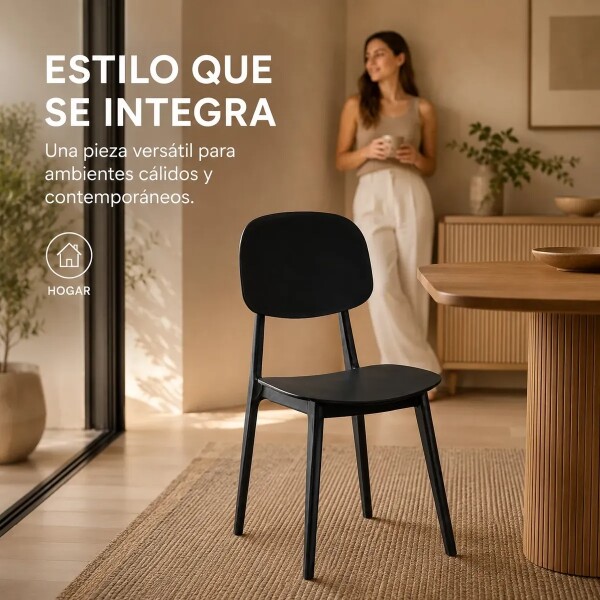 Silla Comedor ComboHome Visby Blanca Diseño Moderno Calidad Color Negro