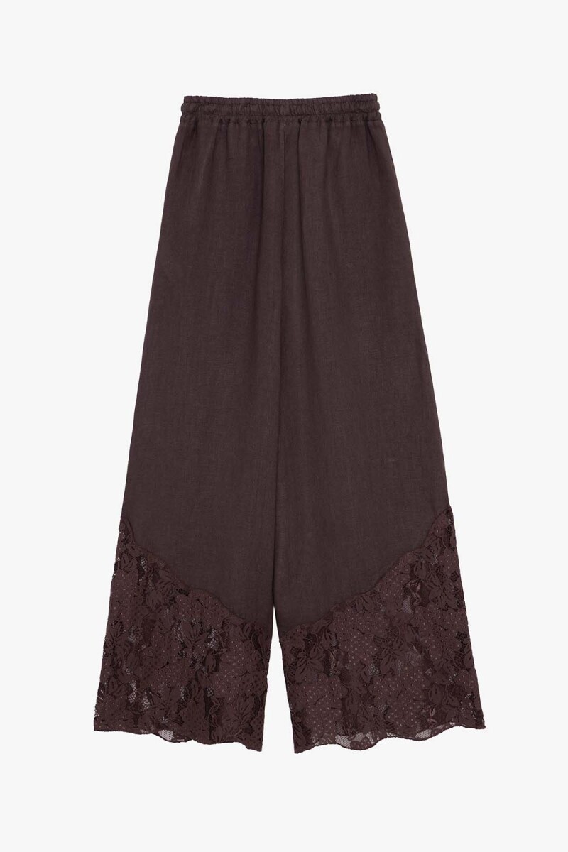 PANT LINO ENCAJE Marron
