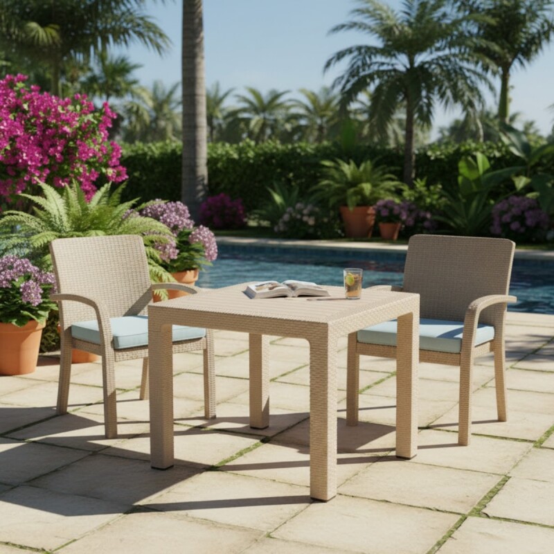 Mesa ratán 90 x 90 cm BEIGE