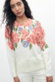 Sweater con estampa floral crudo