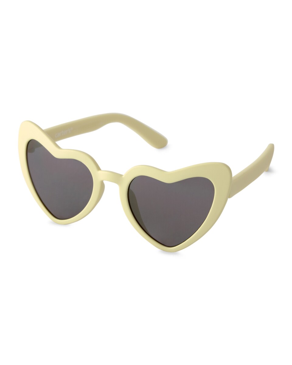 Lentes de sol, protección 100% UVA-UVB, diseño corazón, amarillos. Talle 12/24M 