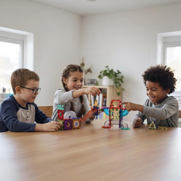 Juego de Construcción Bloques Magnéticos Infantil 56 Piezas Diseño De Colores