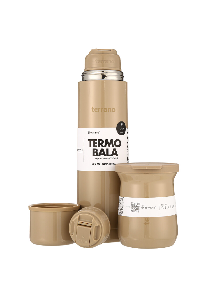 Kit Acero Bala Metalizado - 750mL + Mate Tradicional - Arena 