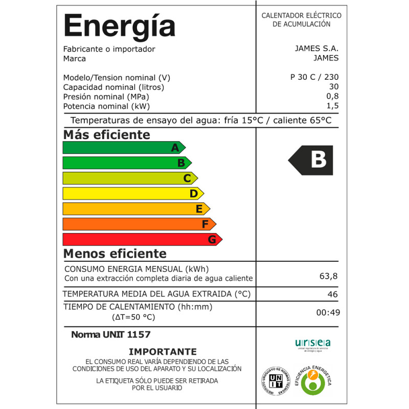 Termotanque James Pris.cob.30l Termotanque James Pris.cob.30l