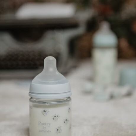 Mamadera Vidrio tetina fisiologica poetry celeste