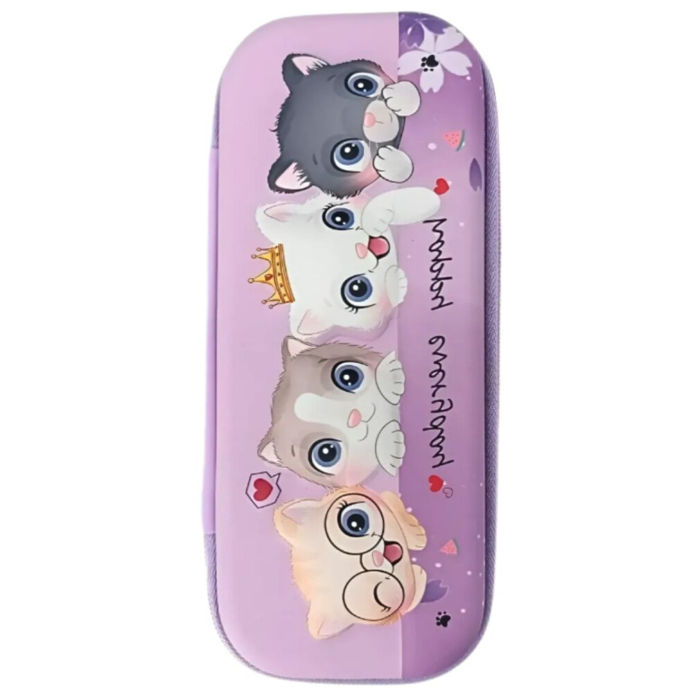 Cartuchera 3d Resistente Estampada 1 Piso Niña Gatito LILA