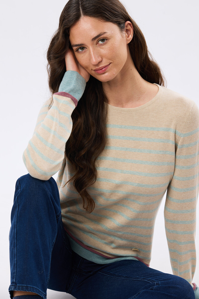 BUZO TEJIDO RAYADO - Beige 