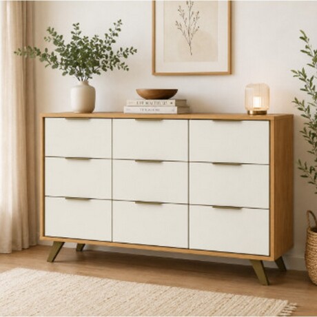 COMODA EUROPA 9 CAJONES 1,36 X 1,00 X 45 MIEL OFF WHITE COMODA EUROPA 9 CAJONES 1,36 X 1,00 X 45 MIEL OFF WHITE