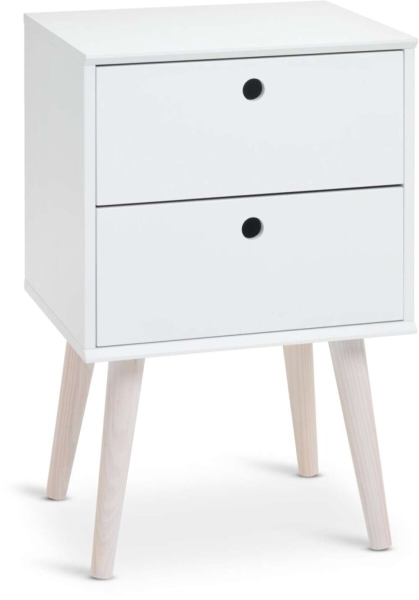Mesa De Luz Oplev 2 Cajones - Blanco/Pino 