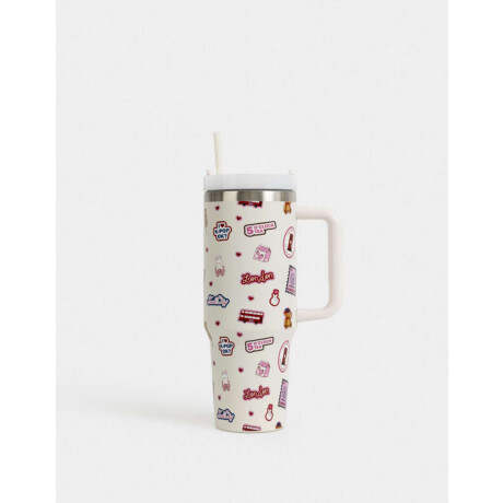 Vaso Térmico Estampado Blanco Crema