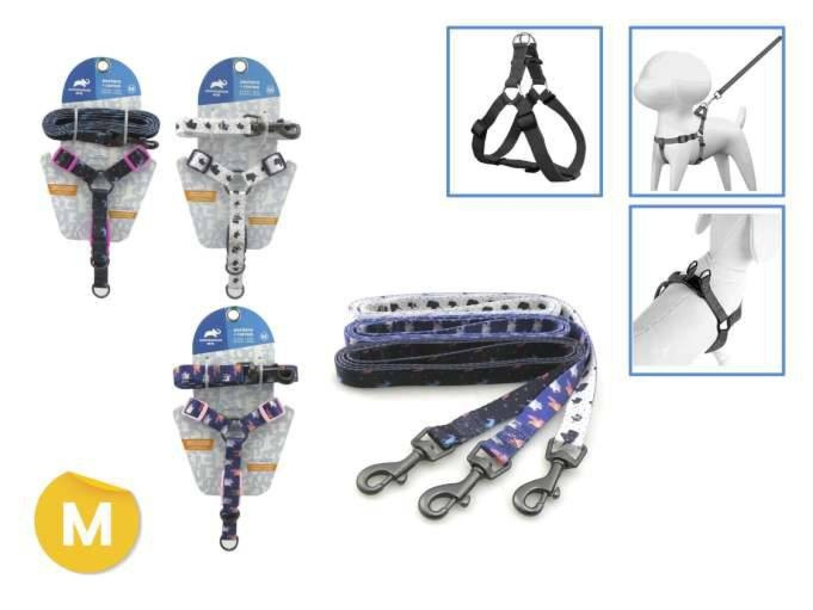 ARNÉS + CORREA PARA MASCOTAS M DISEÑO 1 